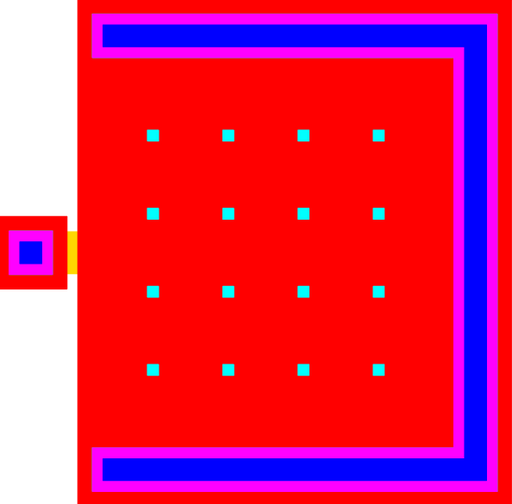 Layout of a parallel-plate capacitor using the structural layers POLY0 and POLY1.