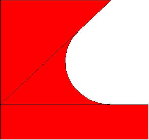 Layout of a fillet for a 45 degree corner.