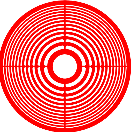 Layout for a Fresnel-zone plate with a circular frame.