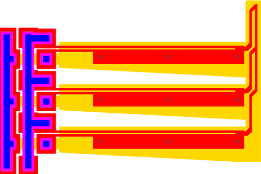 Layout for a team of electro-thermal actuators with ground planes.
