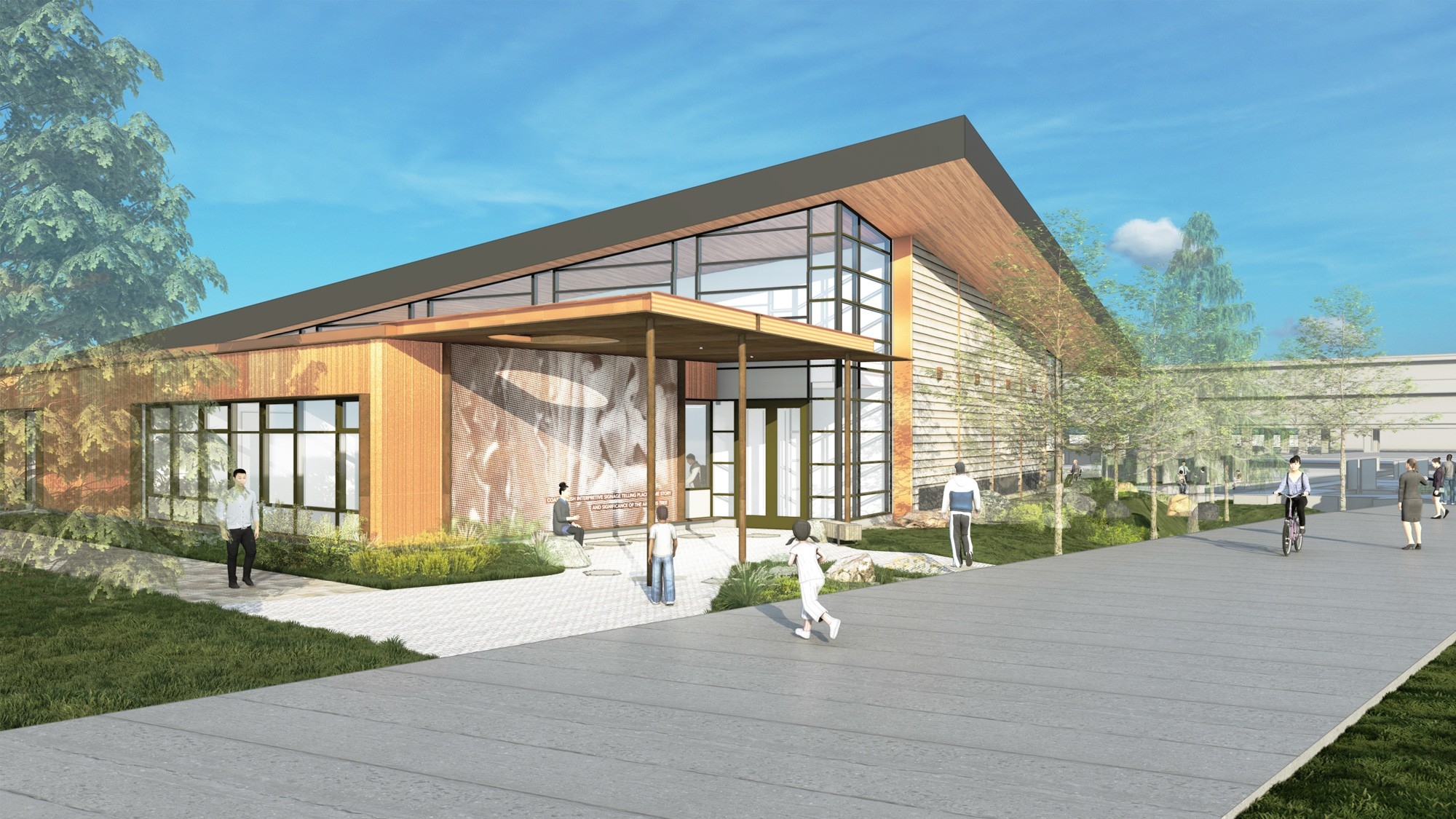 Exterior rendering of the First Peoples’ Gathering House