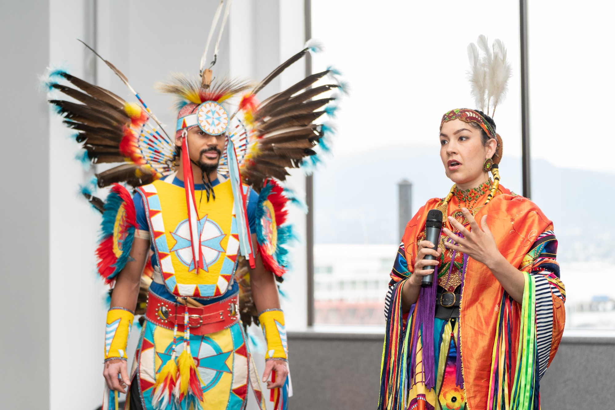 SFU showcased Indigenous artists through a special series of ArtsLive performances. Pictured here, Wild Moccasin Dancers Shyama-Priya, Cree and David Whitebean, Mohawk