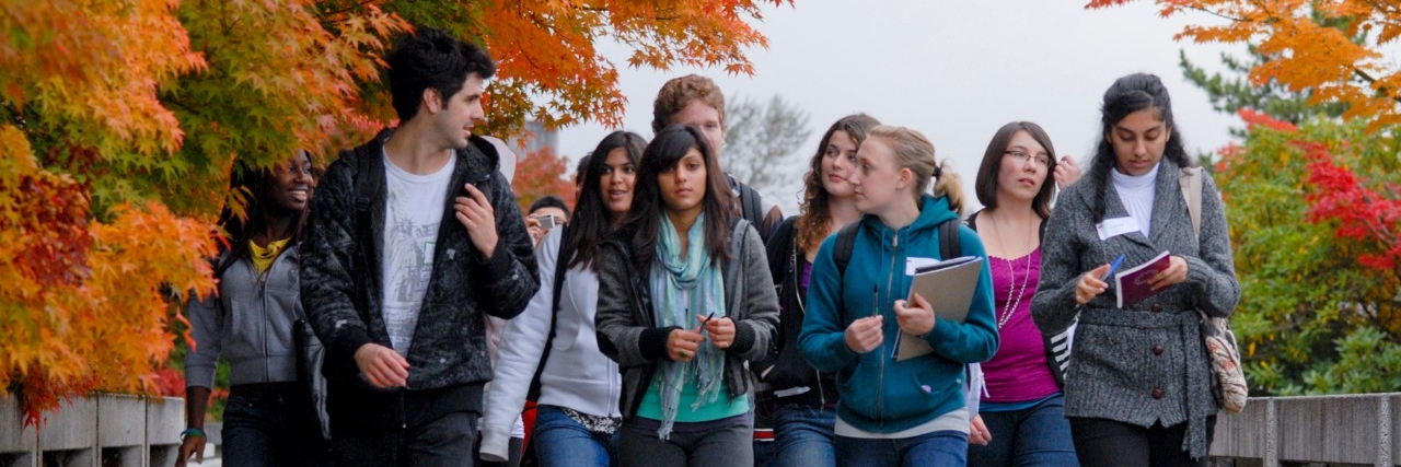 Students on outdoor pathway