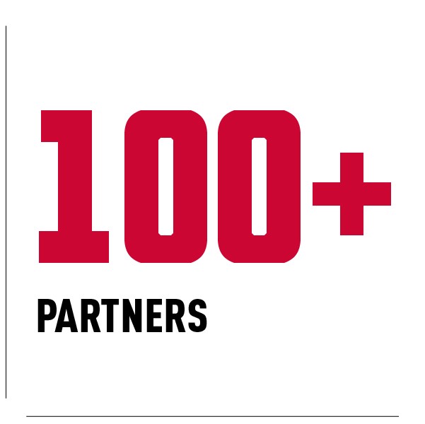 Text: 100+ Partners