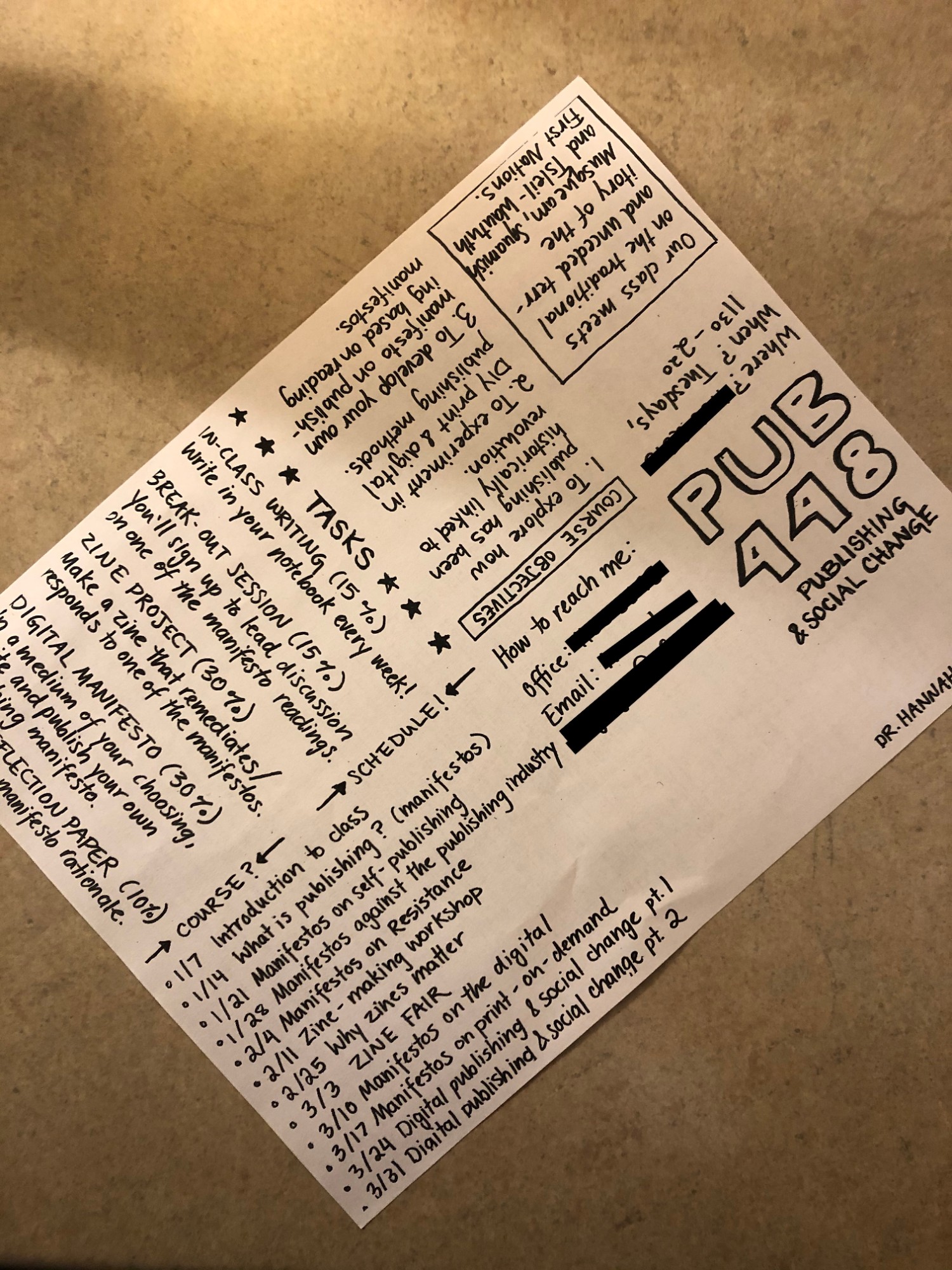 McGregor's zine syllabus