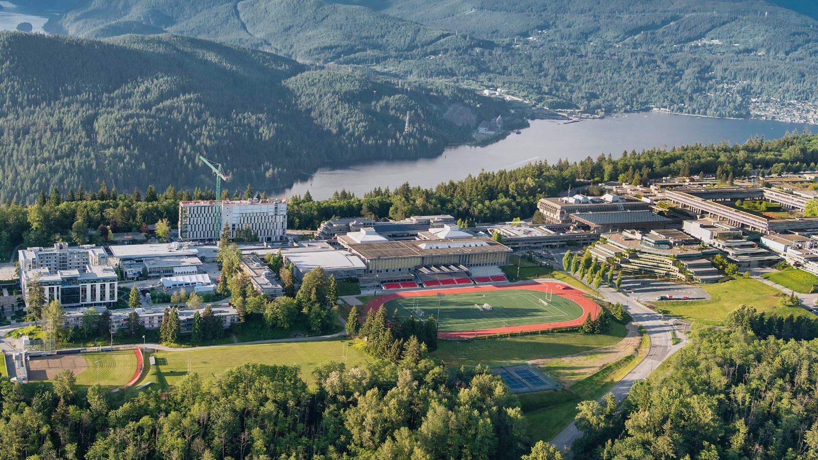 Aerial photo of the SFU Burnaby campus