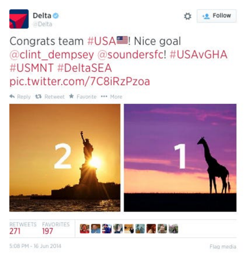Delta Airlines twitter post