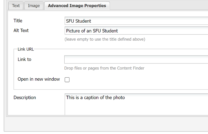 This is an image showing how to add an alt tag to a text and image component
