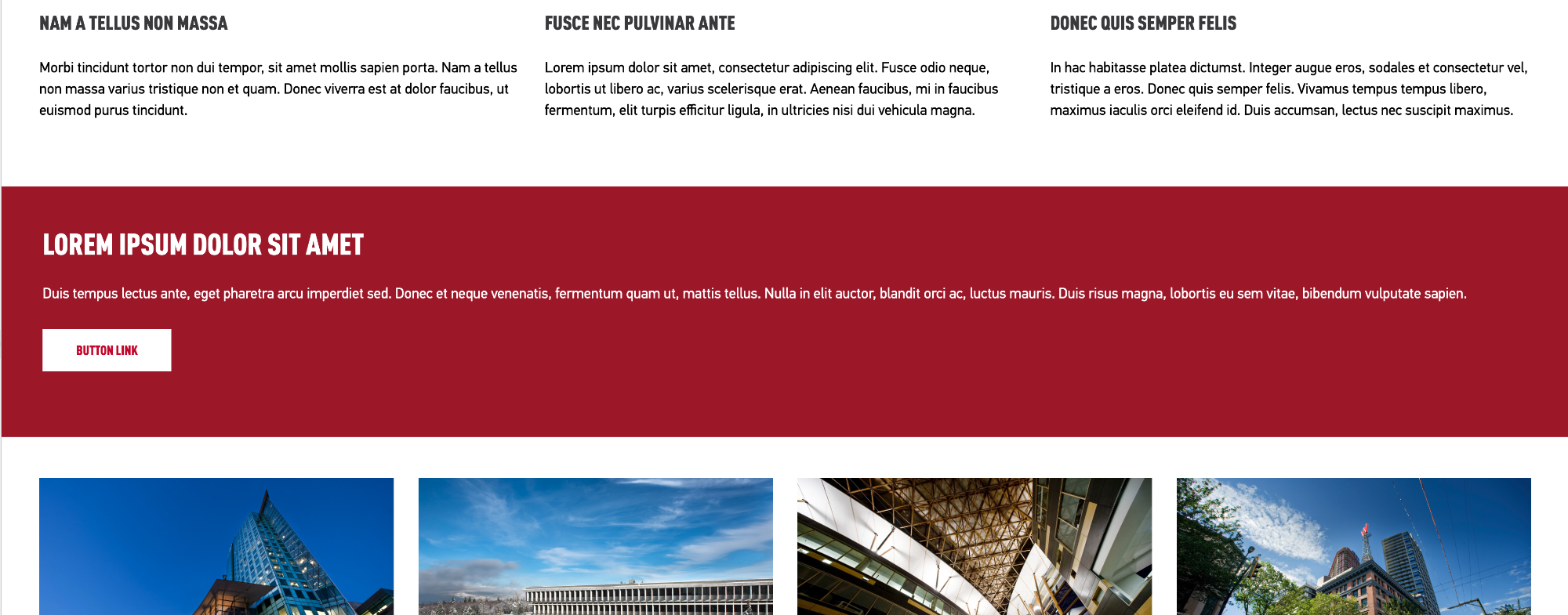 This is an image of the CSS class red block full-width on a homepage