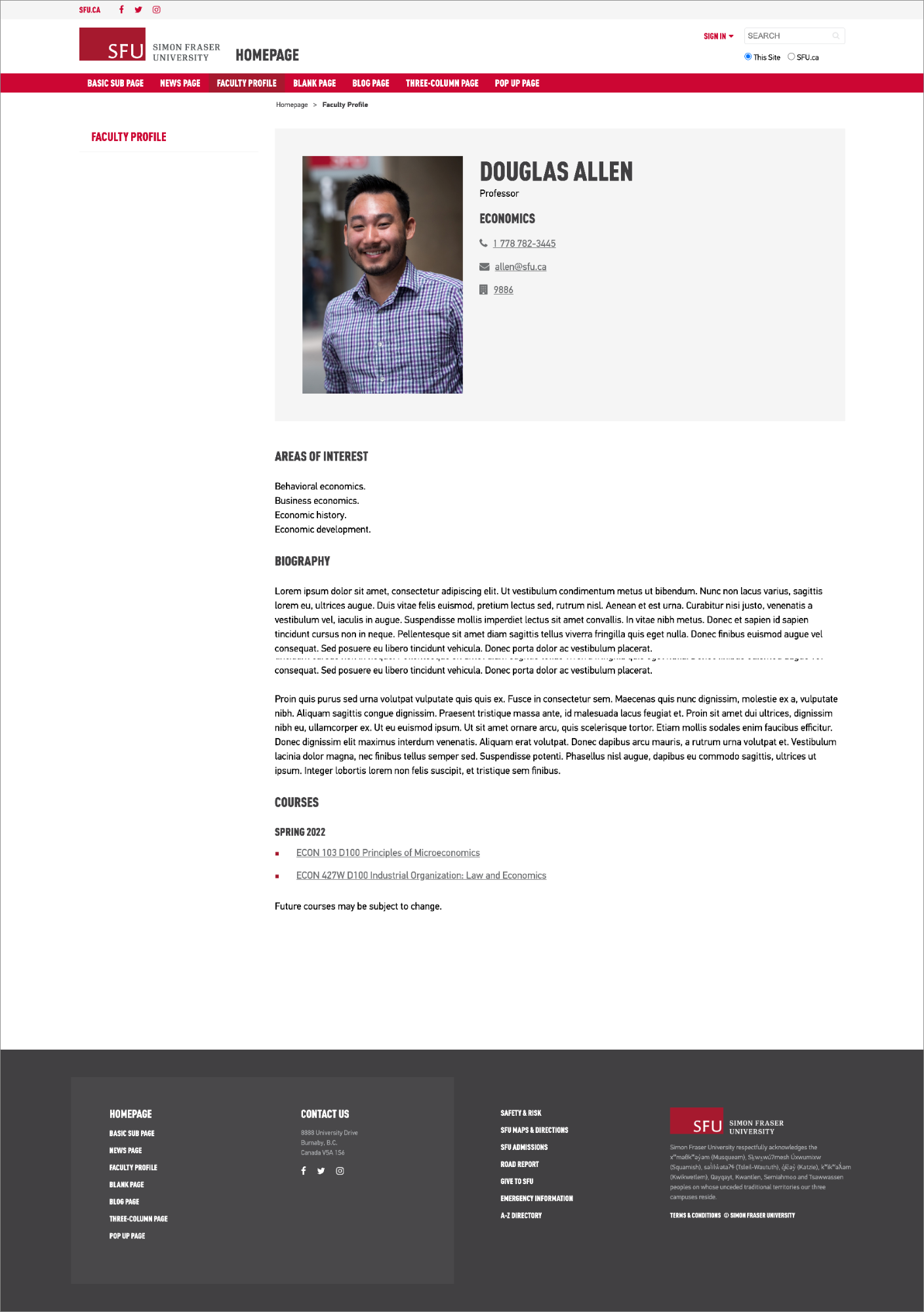 This is an image of a faculty profile page example