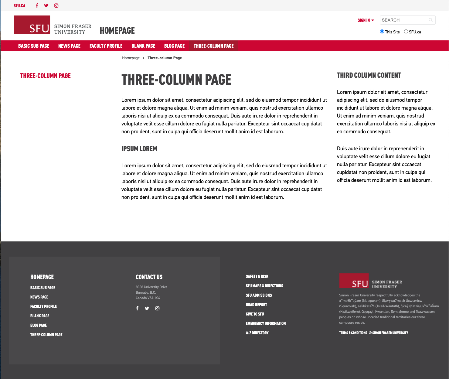 This is an image of a three-column page example