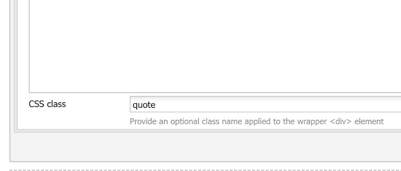 This is an image showing how to add the css class quote to a text component