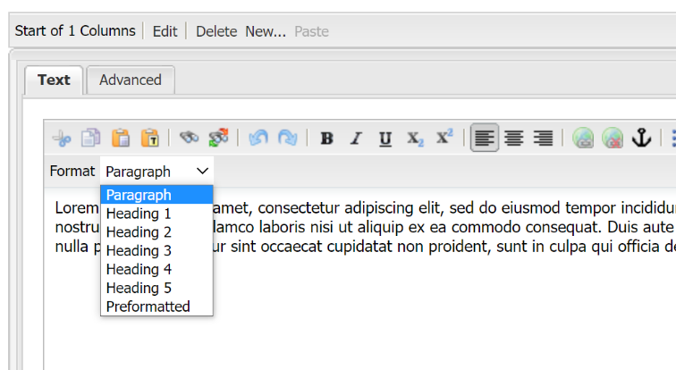 This is an image showing how to change the text formats from the dropdown list  