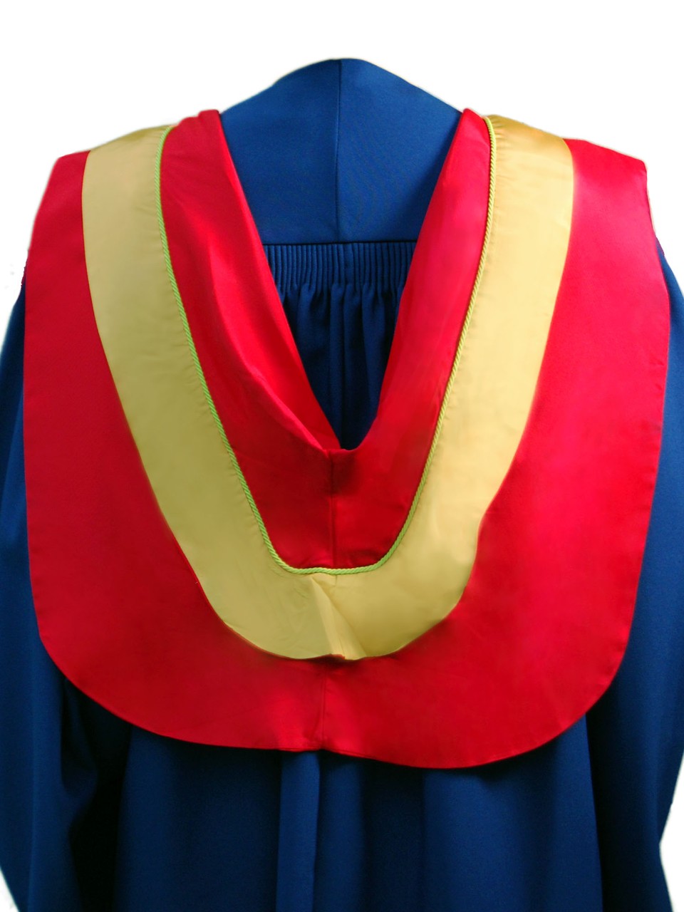The Master of Pest Management hood is red with wide gold border and light green coding