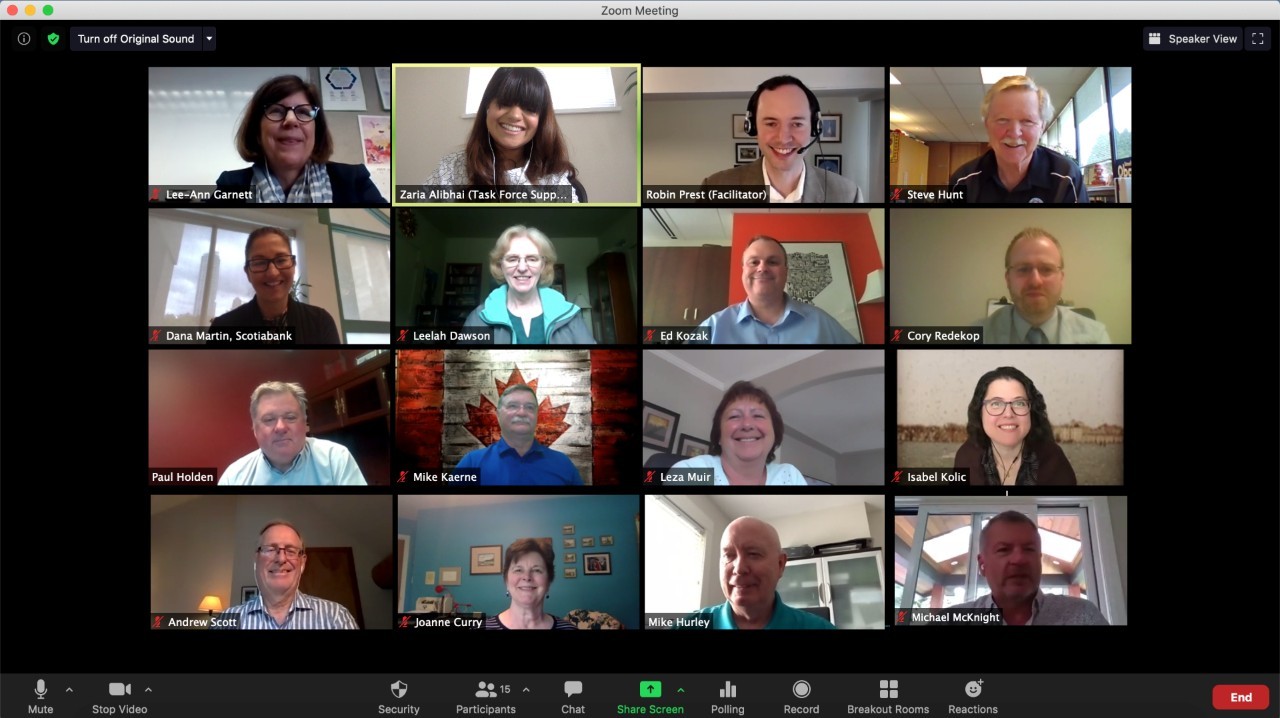 Screenshot of participants in a virtual Zoom dialogue
