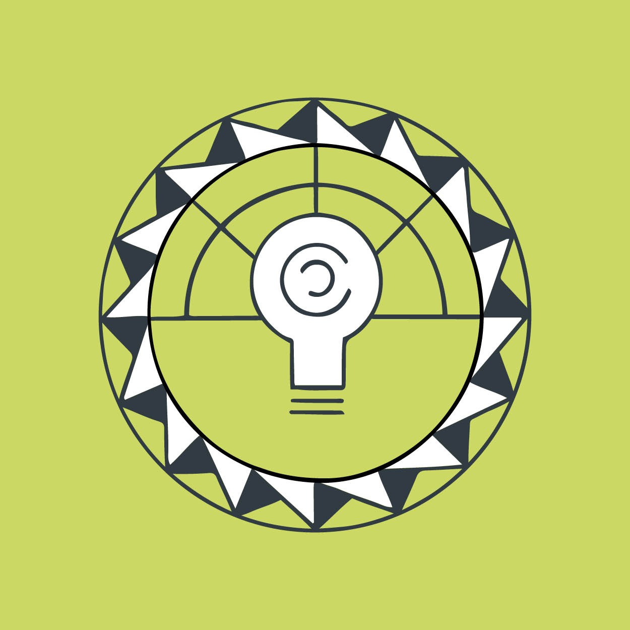 Icon designed by Sandeep Johal: Lightbulb in the middle of a circle