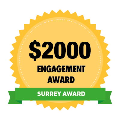 $2000 Surrey Community Engagement Award badge