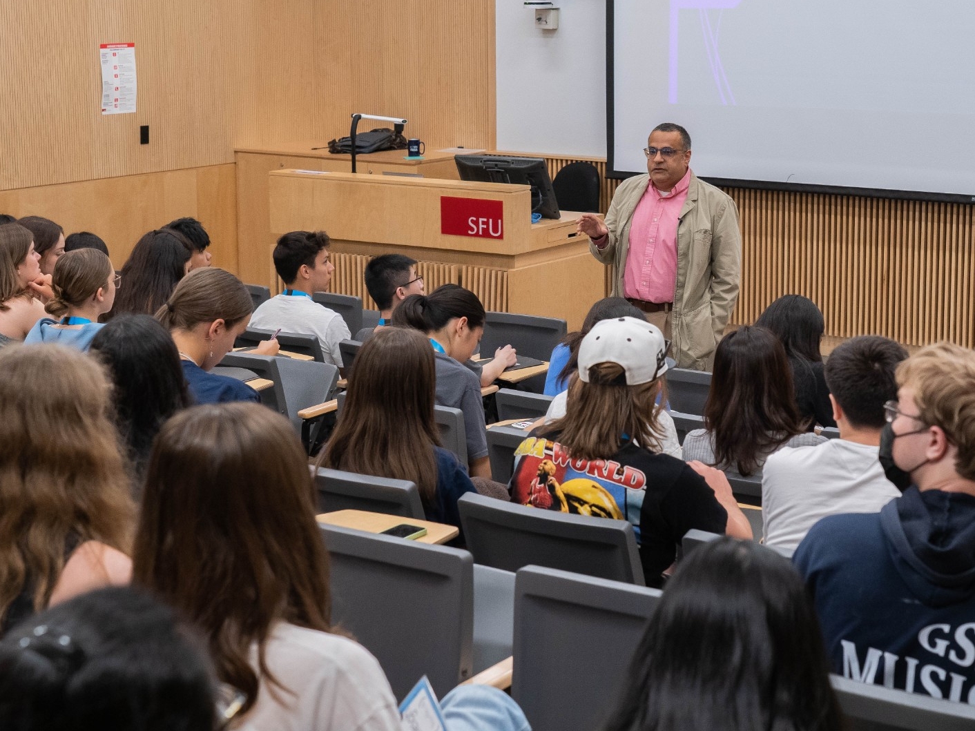 Professor Andy Hira lectures to a group of first year students