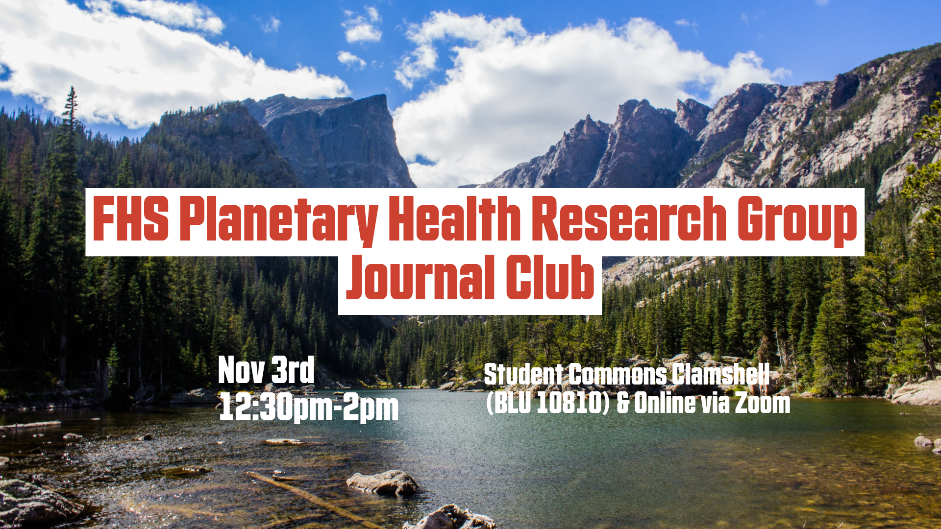 Nov 3: Planetary Health Research Group Journal Club