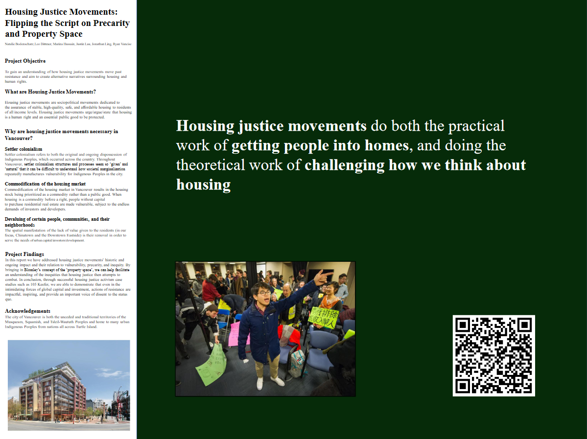 student poster for housing justice project