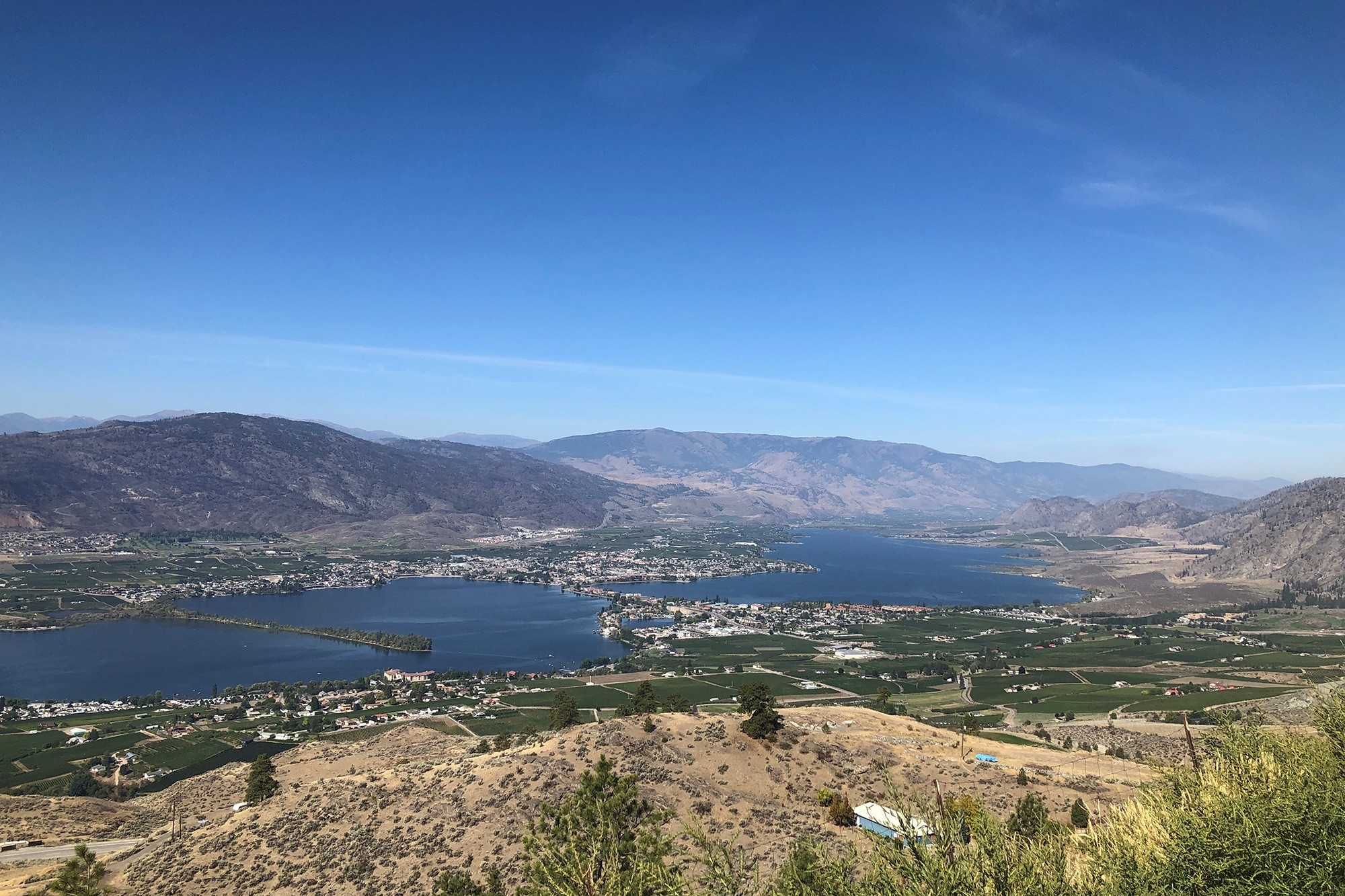 Looking at Osoyoos from a viewpoint off the Crowsnest Highway 3 at the start of the journey towards Nelson.