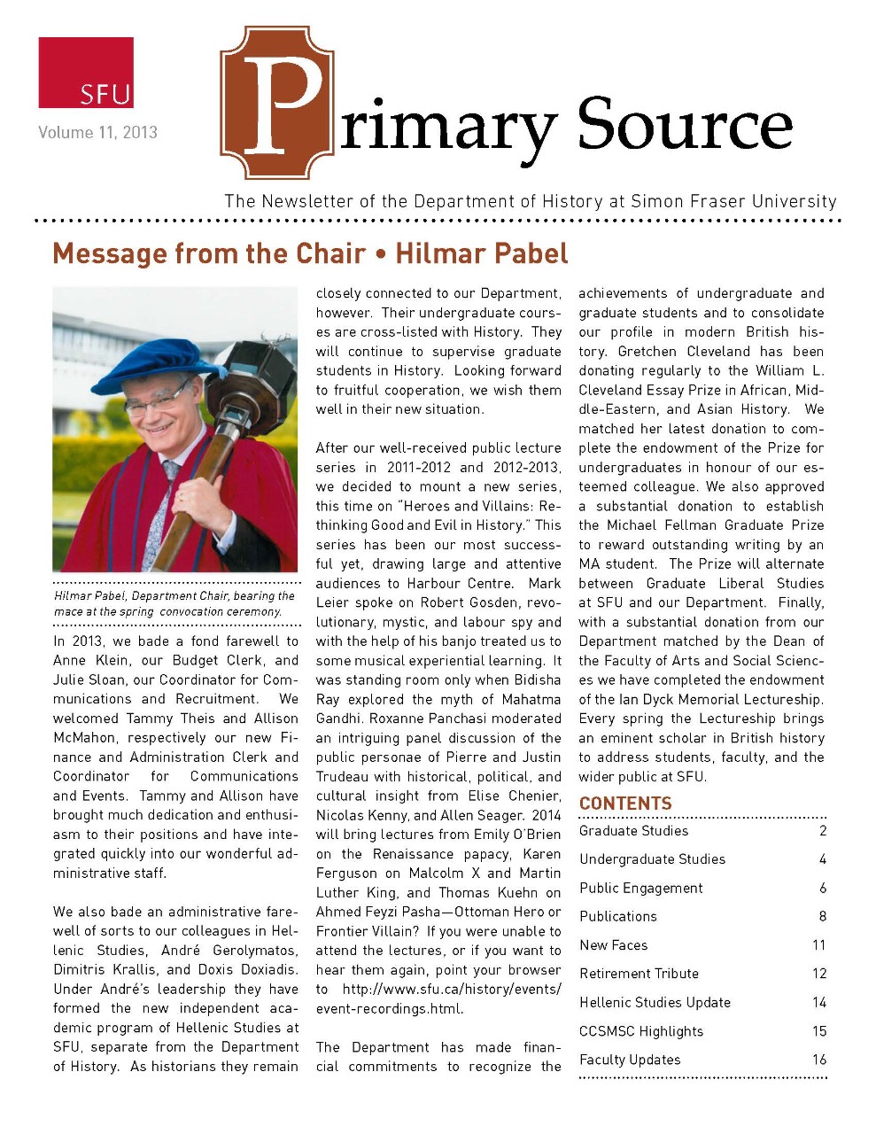 Newsletter Department of History Simon Fraser University