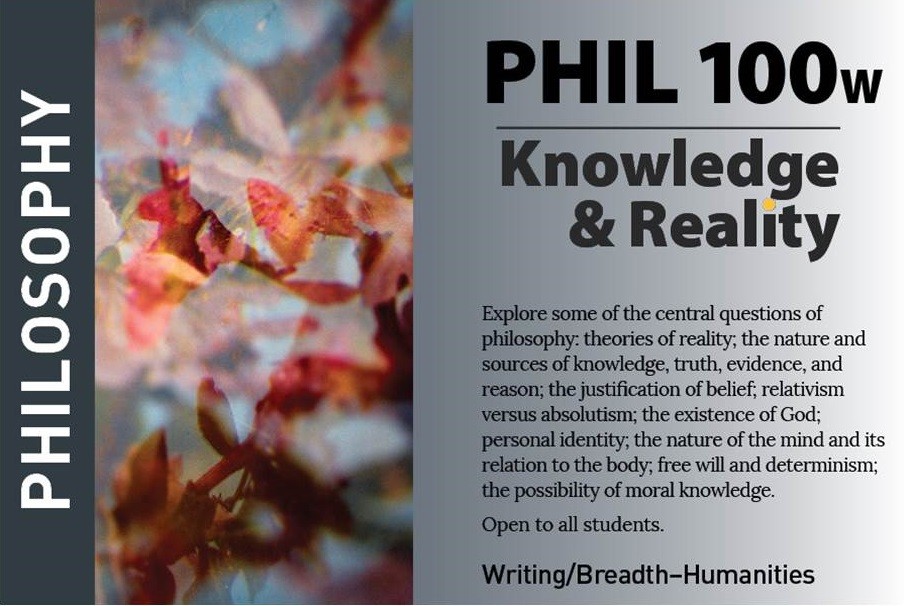 marketing postcard for philosophy course PHIL100W