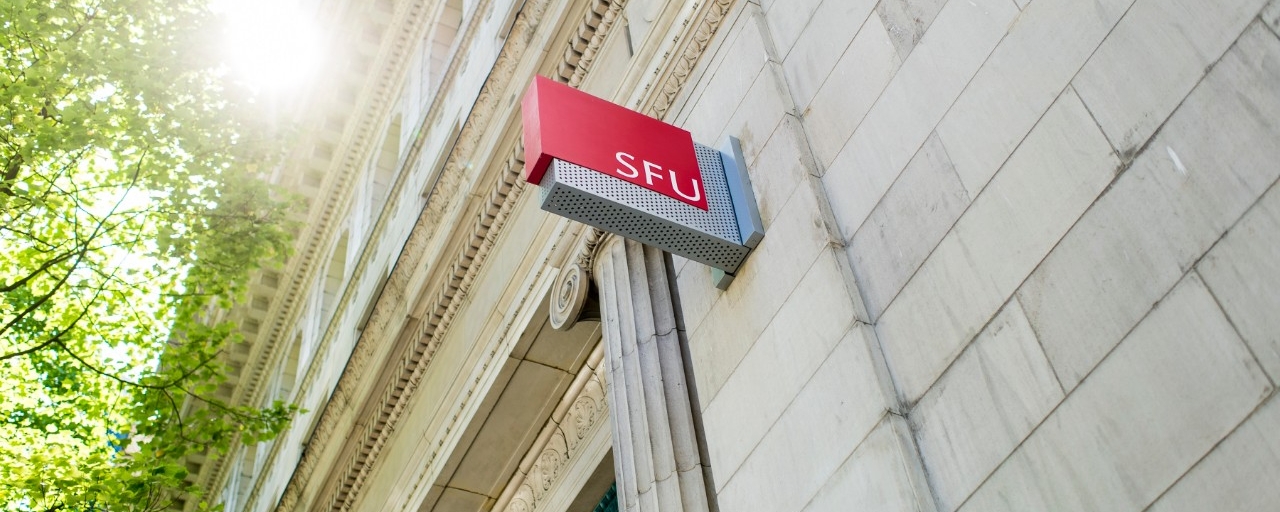 Photo of building with SFU sign