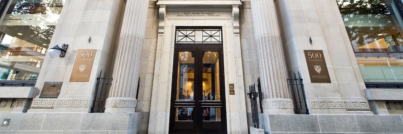 Front entrance of Segal Graduate School of Business