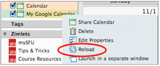 Reload calendar