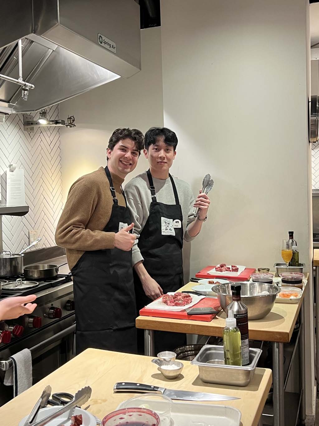 The other intern, Mason, and I at our cooking event at The Dirty Apron