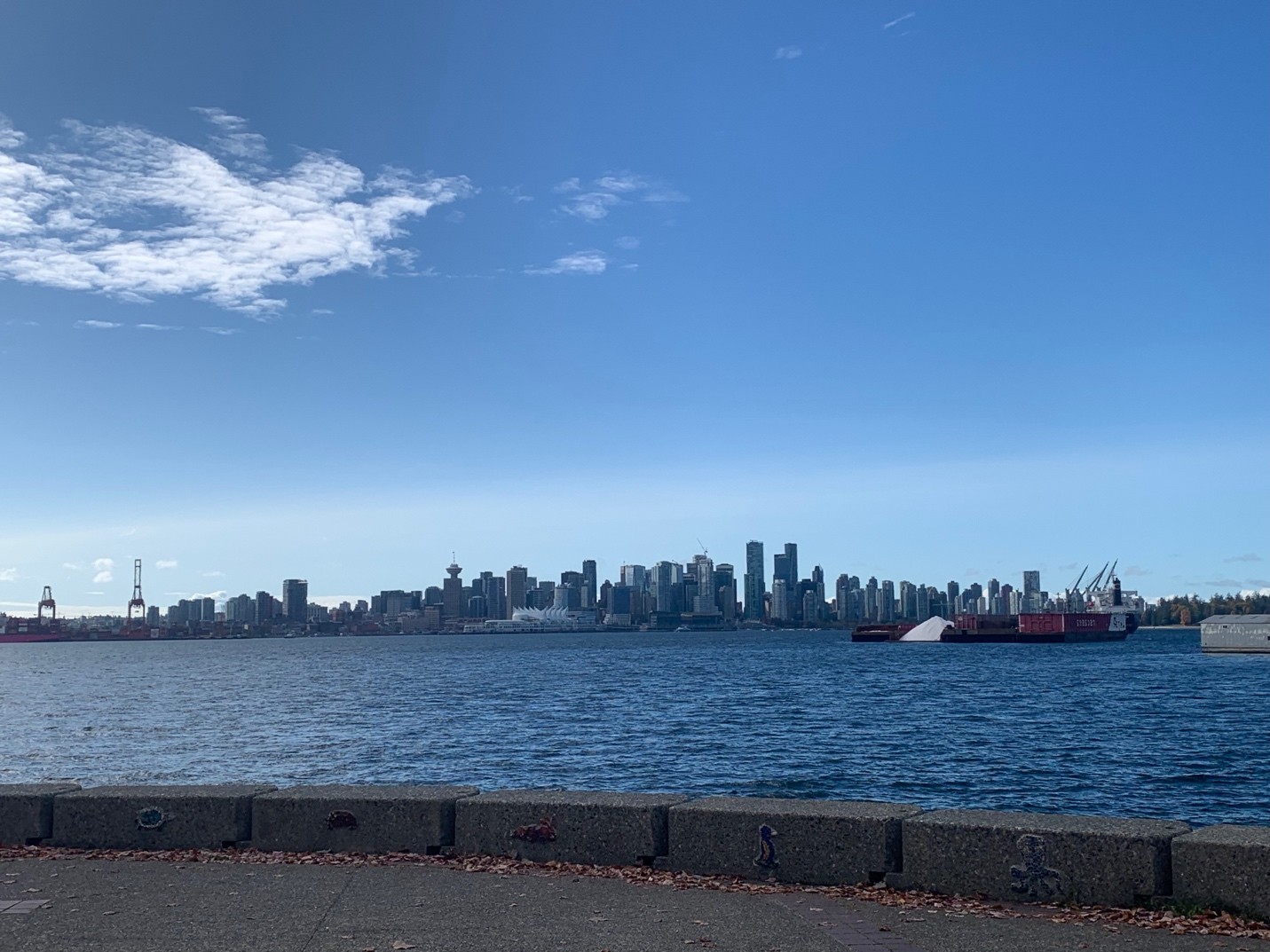 Image of the ocean with Vancouver buildings in the background