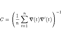 C = ( \frac{1}n \sum_{t=1}^n
{{\nabla}(t) {\nabla}'(t)} )^{-1}