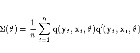 {\Sigma}({\theta}) = \frac{1}n
\sum_{t=1}^n{q(y_{t}\hspace*{1pt},
x_{t}\hspace*{1pt}, {{\theta}})
q'(y_{t}\hspace*{1pt}, x_{t}\hspace*{1pt}, {{\theta}})}