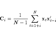 C_{i}=\frac{1}{N-1} \sum_{t=1+i}^N{x_{t}
x^{'}_{t-i}}
