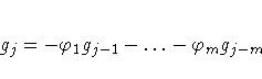 g_{j} = - {\varphi}_{1} g_{j-1} - { ... } -
{\varphi}_{m} g_{j-m}