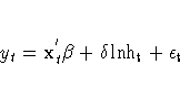 y_{t} = x_{t}^{'}{\beta}
+ {\delta}\rm{ln} h_{t} + {\epsilon}_{t}