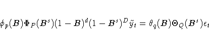 \phi_p(B) \Phi_P(B^s)(1-B)^d(1-B^s)^D \tilde{y}_t =
\theta_q(B) \Theta_Q(B^s) \epsilon_t