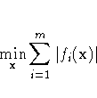 \min_{x} \sum_{i=1}^m | f_i(x)|
