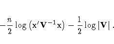 -\frac{n}2 \log ( x^' V^{-1}
x ) - \frac{1}2 \log |{V}| .