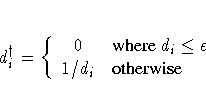 d_i^\dagger = \{ 0 & {where } d_i \leq \epsilon \ 1/d_i & {otherwise}
.