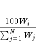 \frac{100 W_{i}}{ \sum_{j=1}^N W_{j} }