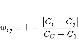 w_{ij} = 1 - \frac{| C_i - C_j|}{C_C - C_1}