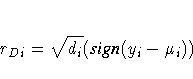 r_{Di} = \sqrt{d_i}({sign}(y_i - \mu_i))