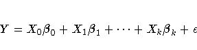 Y = X_0{\beta}_0 + X_1{\beta}_1 + ... + X_k{\beta}_k + {\epsilon}
