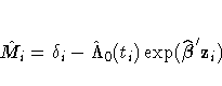 \hat{M}_i = \delta_i - \hat{\Lambda}_0(t_i)\exp(\hat{{\beta}}'
z_i)