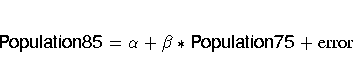 {{\hv Population85}}=\alpha+\beta
*{{\hv Population75}}+{{\rm error}}