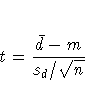 t = \frac{\bar{d}-m}
{\displaystyle {s_d}/{\sqrt{n}} }
