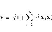V=\sigma_0^2{I}+\sum_{i=1}^{n_r}\sigma_i^2{X}_i{X}_i'