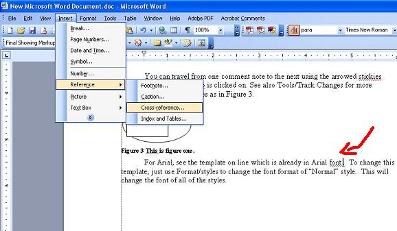 Using cross-reference in MS Word